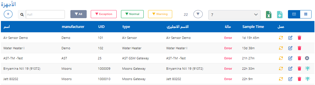 רשימת מכשירים