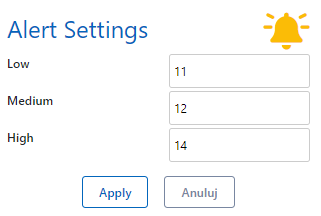 Ustawienia alertów czujnika AIS